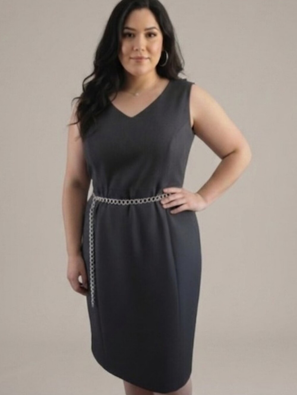 George Grey Sheath Dress, Office Casual, Plus Size 2X